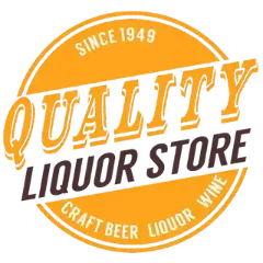 Logo of Quality Liquor Store with a yellow and black color scheme.