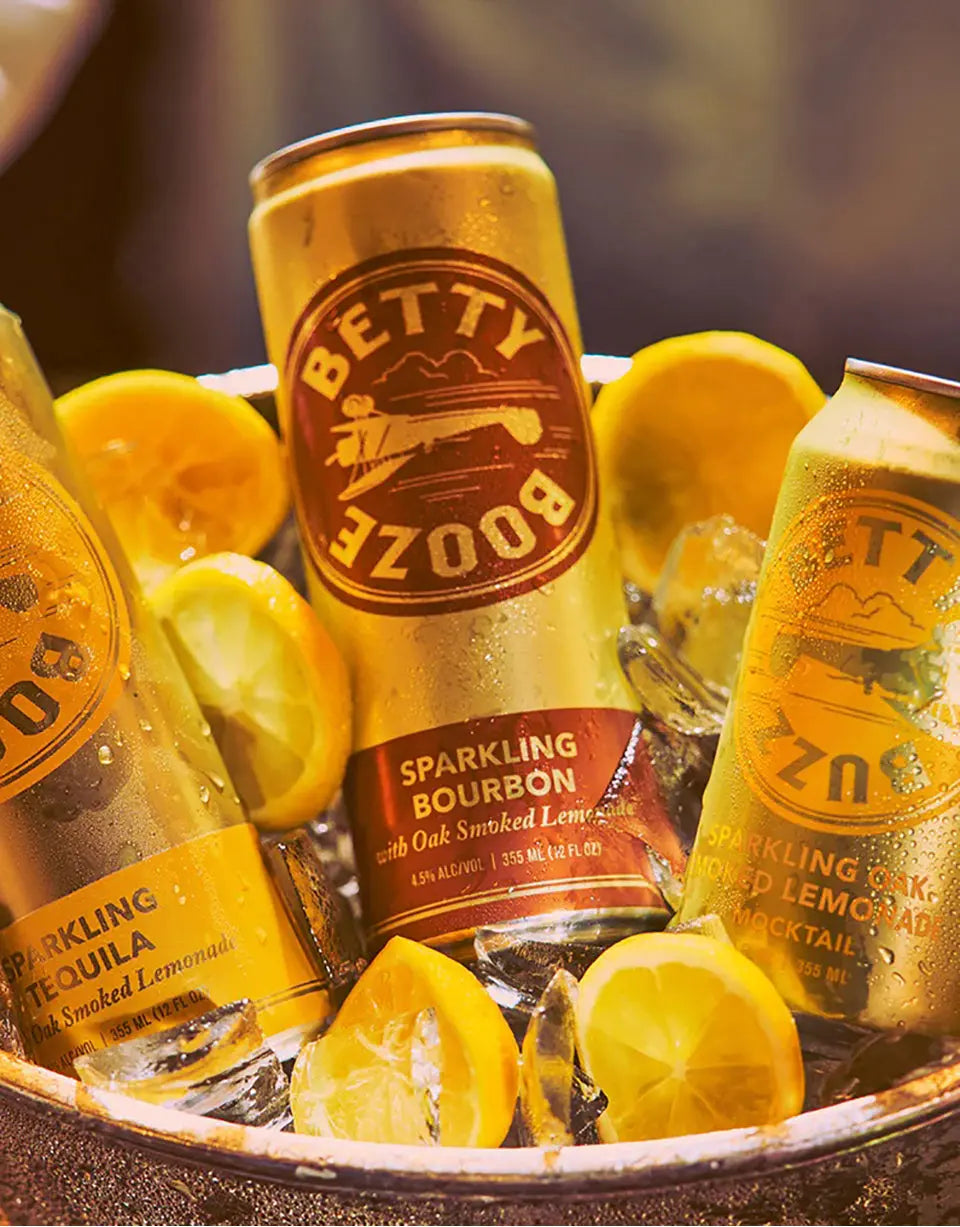 New Betty Booze Sparkling Bourbon with Peach Honey Mint 4-Pack Can's