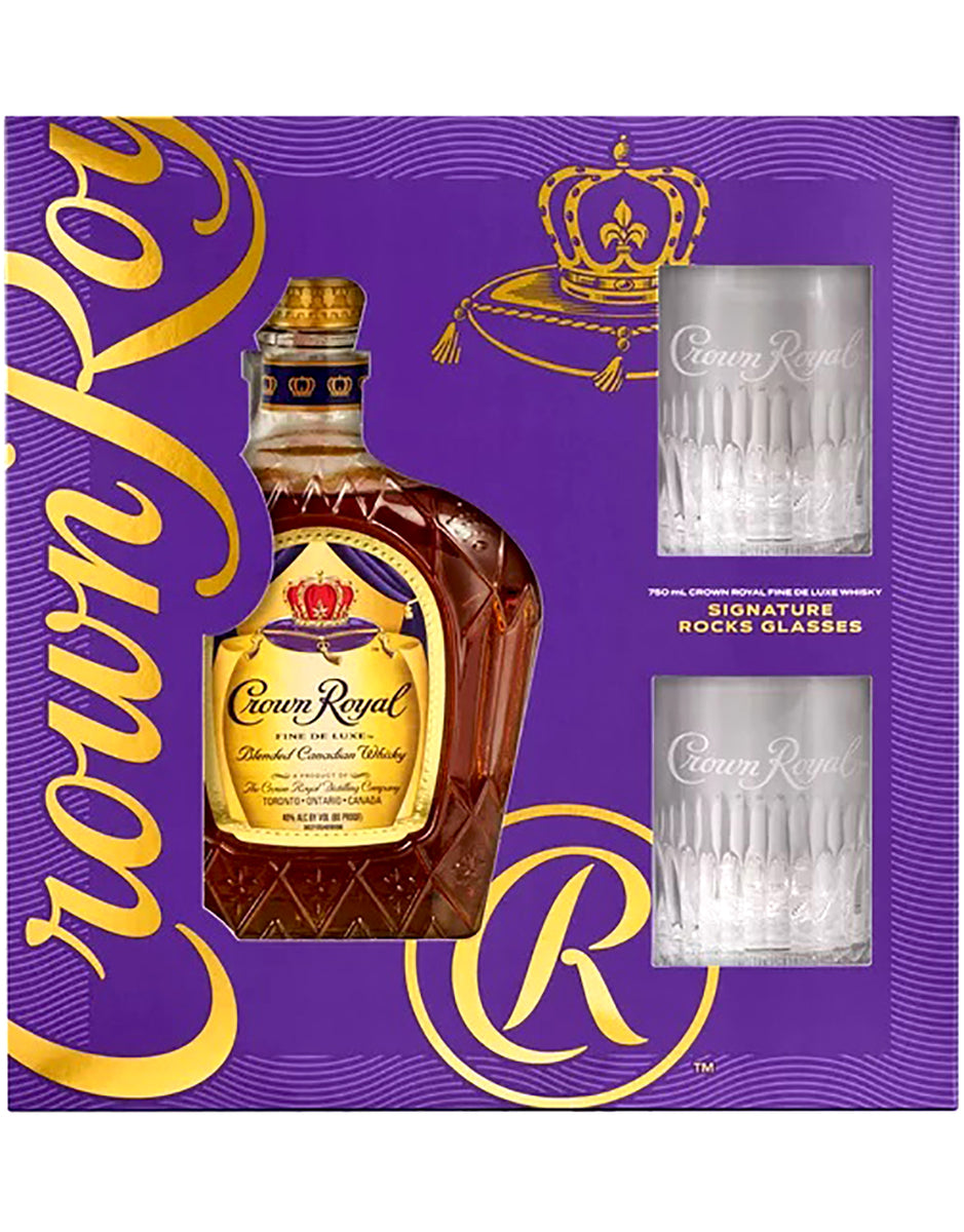 Buy Crown Royal Fine De Luxe Gift Set Canadian Whisky With Two Glasses 