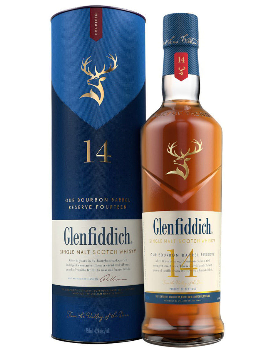 Glenfiddich 12 Year Old and 14 Year Old Bourbon Barrel Reserve Single Malt  Scotch Whisky Duo