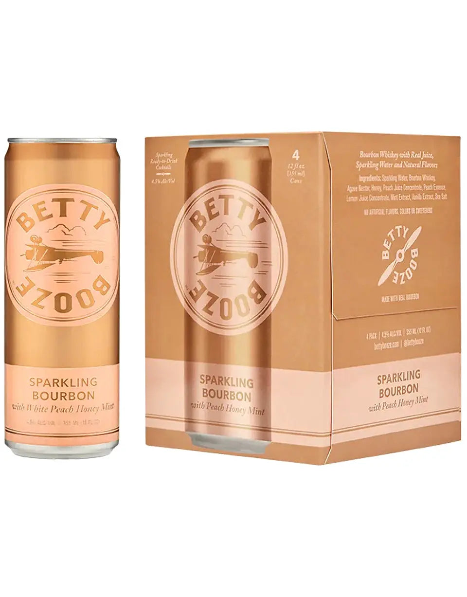 New Betty Booze Sparkling Bourbon with Peach Honey Mint 4-Pack Can's