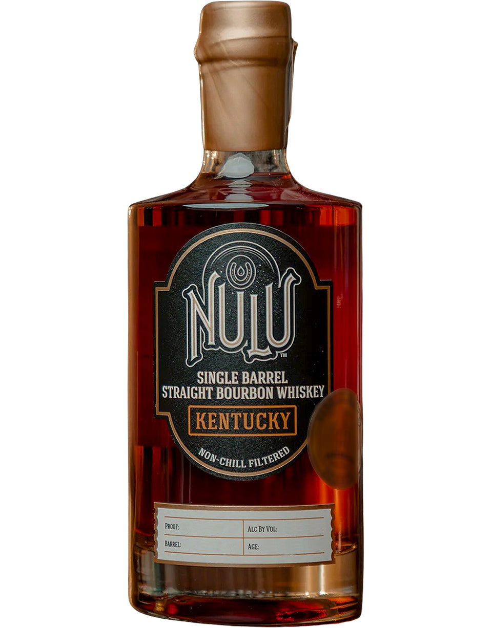 Bottle of NULU Single Barrel Straight Bourbon Whiske