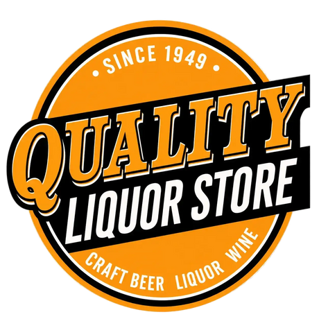 Quality Liquor Store logo featuring a vintage orange badge with Since 1949 text
