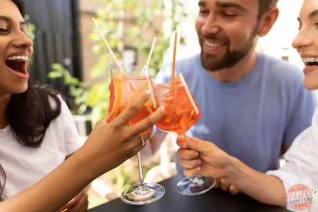Chilled canned cocktails served over ice