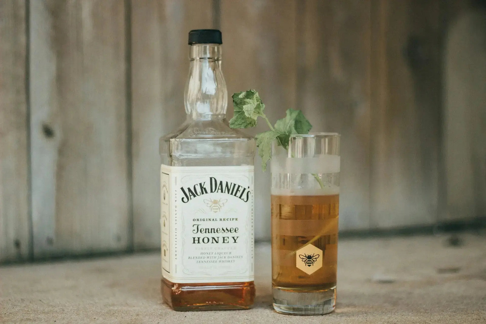 Jack Daniel’s Tennessee whiskey and serving glass