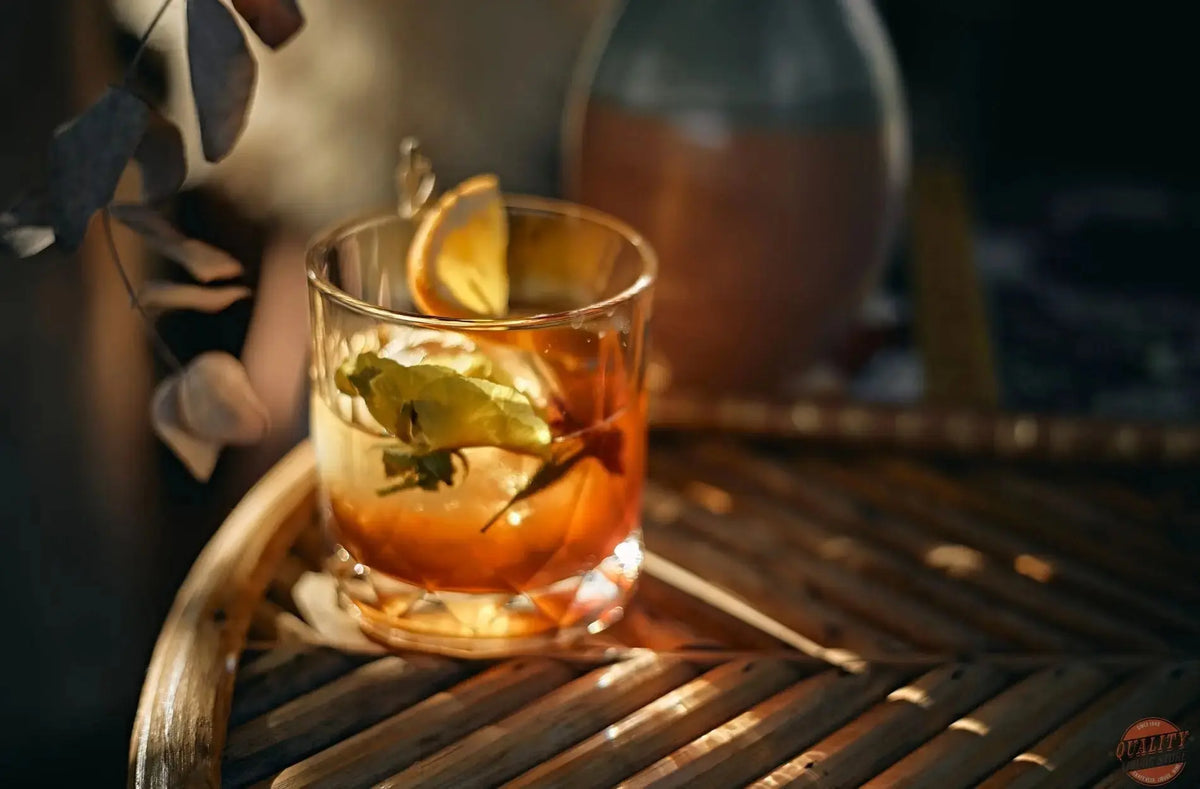 Dark rum cocktails prepared for a corporate event