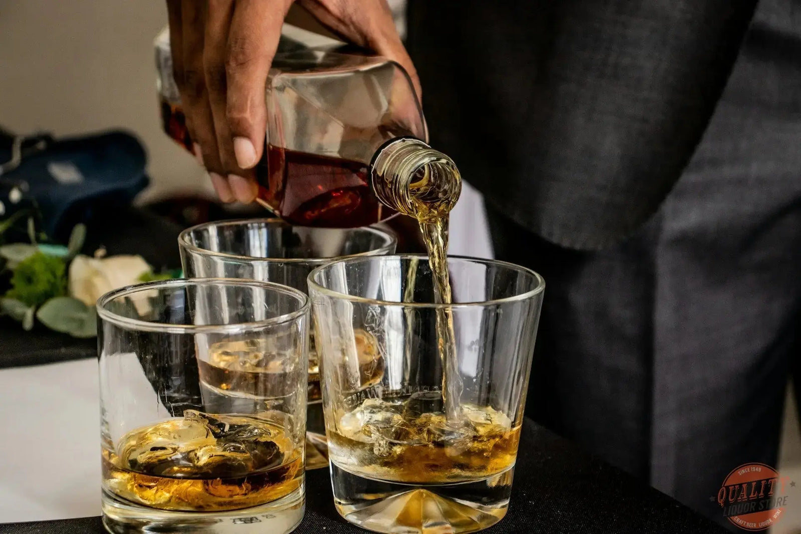 Scotch whisky prepared for a wedding toast