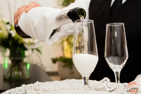 Whiskey glasses prepared for a wedding toast