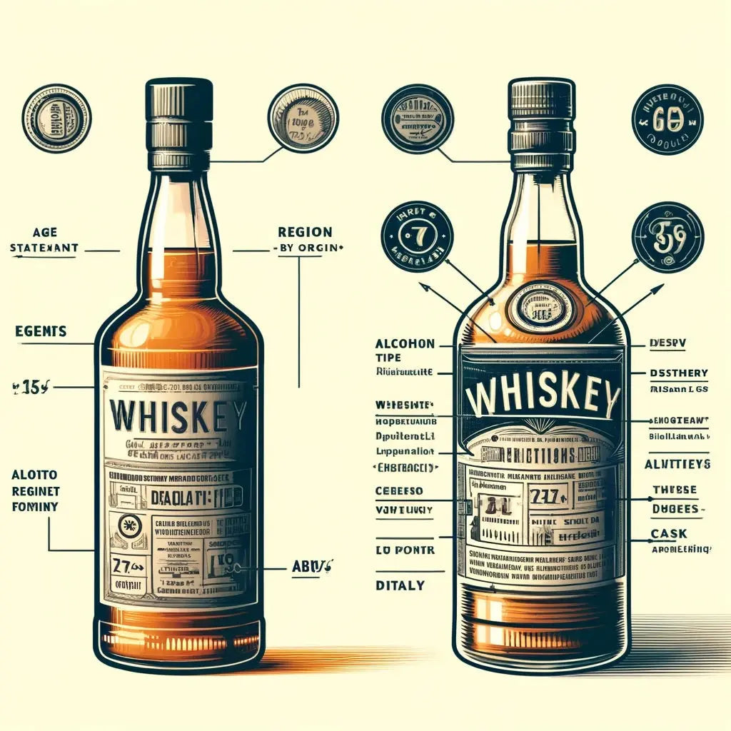Whiskey label showing age statement and proof details