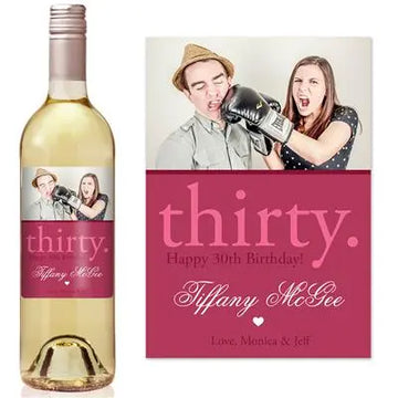 30th Birthday Photo Wine Label iCustomLabel