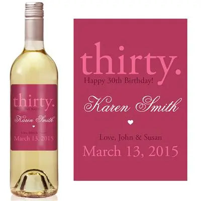 30th Birthday Wine Label iCustomLabel