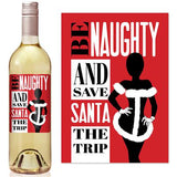 Etiqueta de vino navideño "Be Naughty"