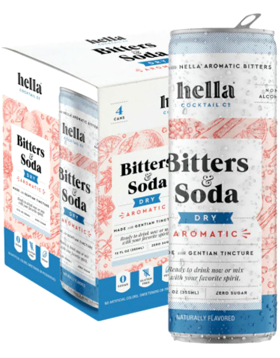 Hella Cocktail Co. Bitters & Soda, Dry, Aromatic, 4 Pack - 4 pack, 12 fl oz cans