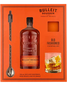 Bulleit Bourbon with Ice Mold and Cocktail Spoon