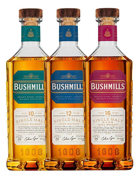 Bushmills 10 - 12 - 16 Year Irish Whiskey 3-Pack Combo - Bushmills