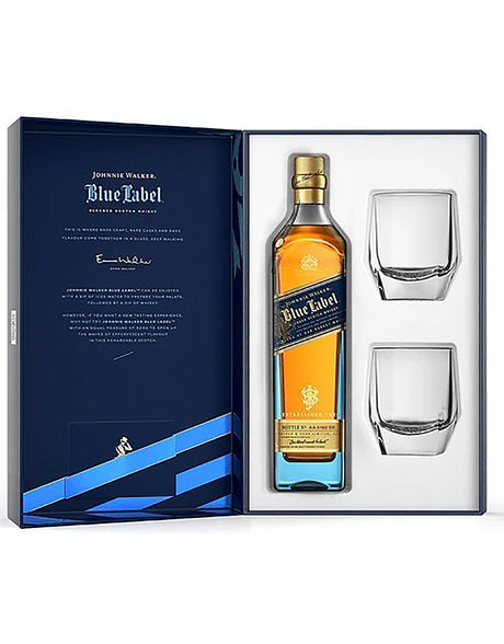 Buy Johnnie Walker Blue Scotch Gift Set With Two Crystal Glasses