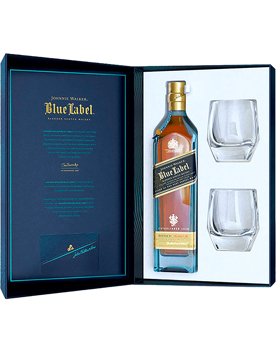 Buy Johnnie Walker Blue Scotch Gift Set With Two Crystal Glasses