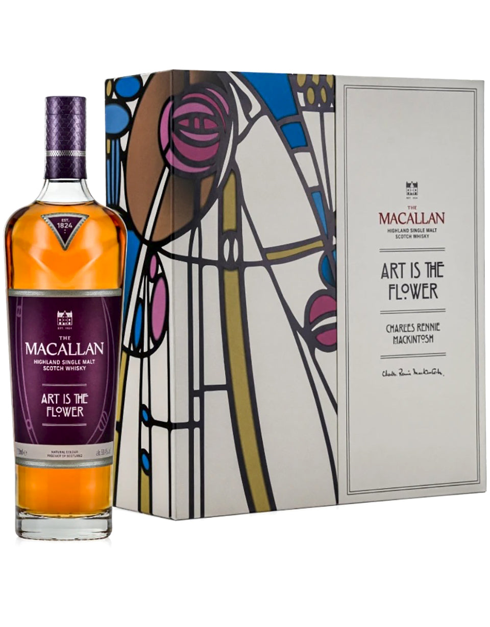 Macallan whisky bottle and box with artistic design