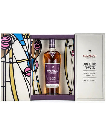 Macallan whisky bottle in a decorative box with abstract art design