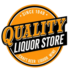 Quality Liquor Store logo featuring a vintage orange badge with Since 1949 text