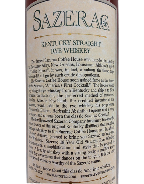 Buy Sazerac 18 Year Old Rye Whiskey